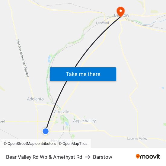 Bear Valley Rd Wb & Amethyst Rd to Barstow map