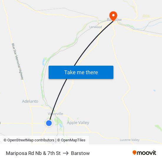 Mariposa Rd Nb & 7th St to Barstow map