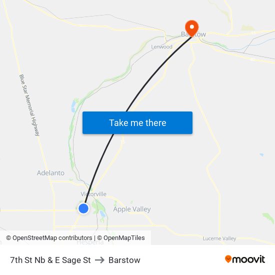 7th St Nb & E Sage St to Barstow map