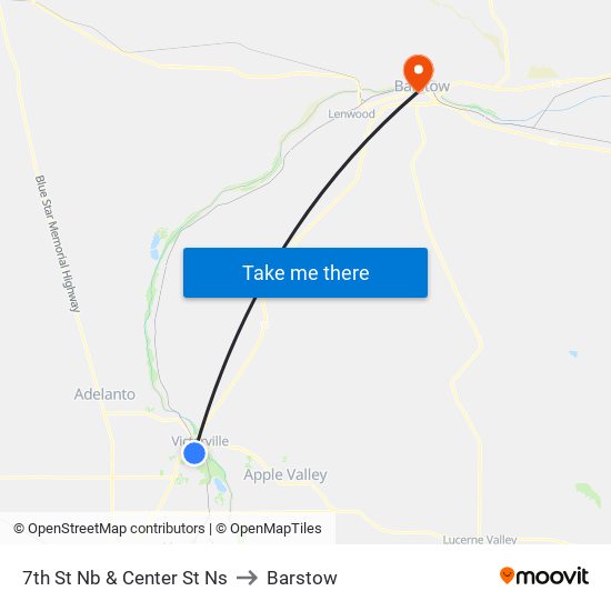 7th St Nb & Center St Ns to Barstow map