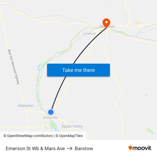 Emerson St Wb & Mars Ave to Barstow map