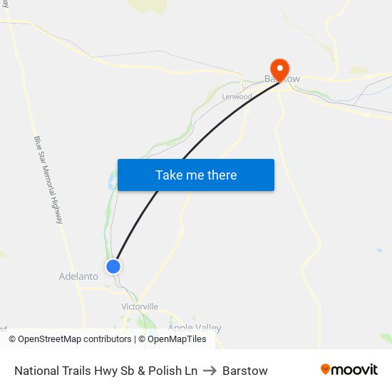 National Trails Hwy Sb & Polish Ln to Barstow map