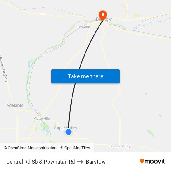 Central Rd Sb & Powhatan Rd to Barstow map