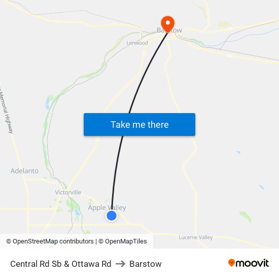 Central Rd Sb & Ottawa Rd to Barstow map