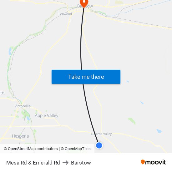 Mesa Rd & Emerald Rd to Barstow map