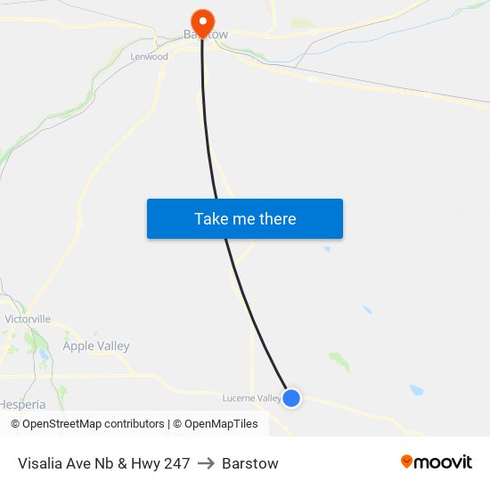 Visalia Ave Nb & Hwy 247 to Barstow map