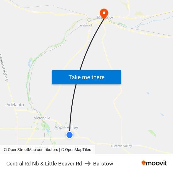 Central Rd Nb & Little Beaver Rd to Barstow map