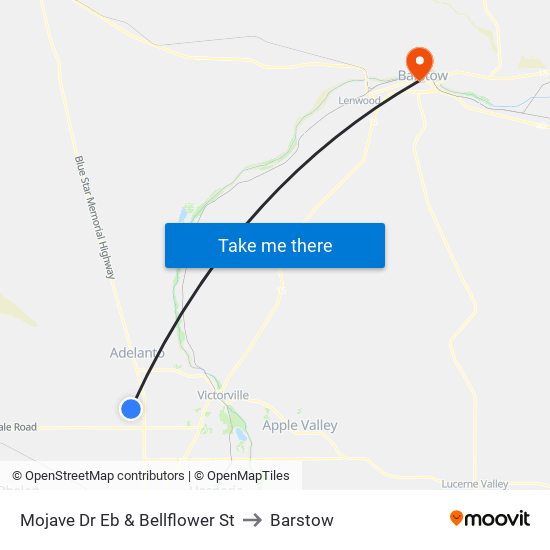 Mojave Dr Eb & Bellflower St to Barstow map