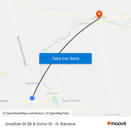 Jonathan St Sb & Victor St to Barstow map