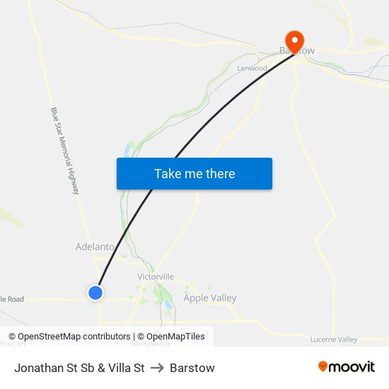 Jonathan St Sb & Villa St to Barstow map