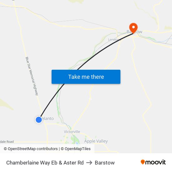 Chamberlaine Way Eb & Aster Rd to Barstow map