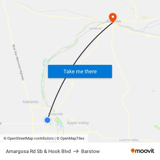 Amargosa Rd Sb & Hook Blvd to Barstow map