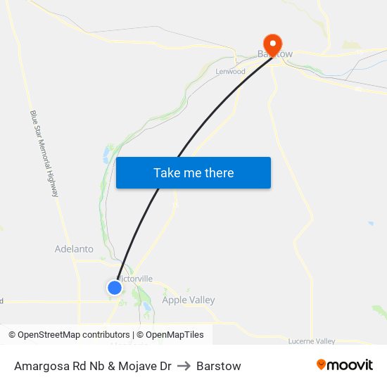 Amargosa Rd Nb & Mojave Dr to Barstow map