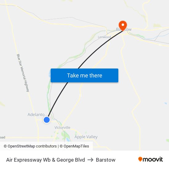 Air Expressway Wb & George Blvd to Barstow map