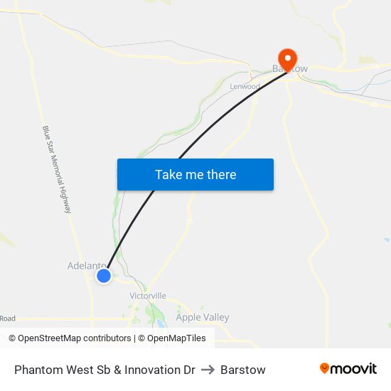 Phantom West Sb & Innovation Dr to Barstow map