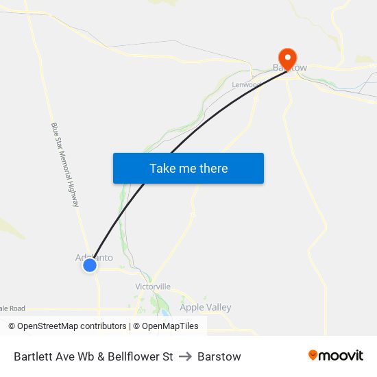 Bartlett Ave Wb & Bellflower St to Barstow map