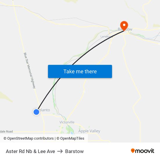 Aster Rd Nb & Lee Ave to Barstow map