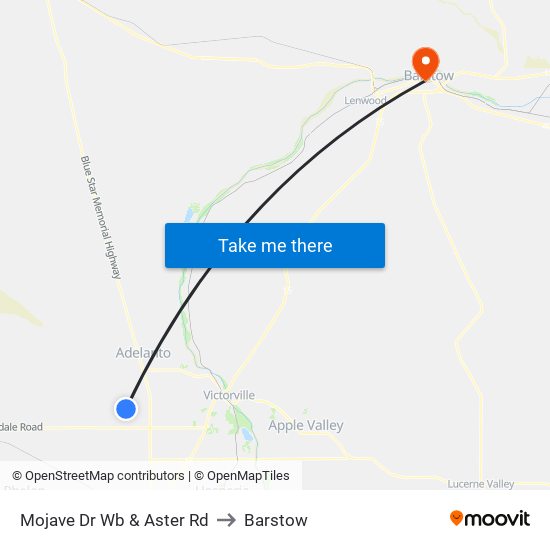 Mojave Dr Wb & Aster Rd to Barstow map