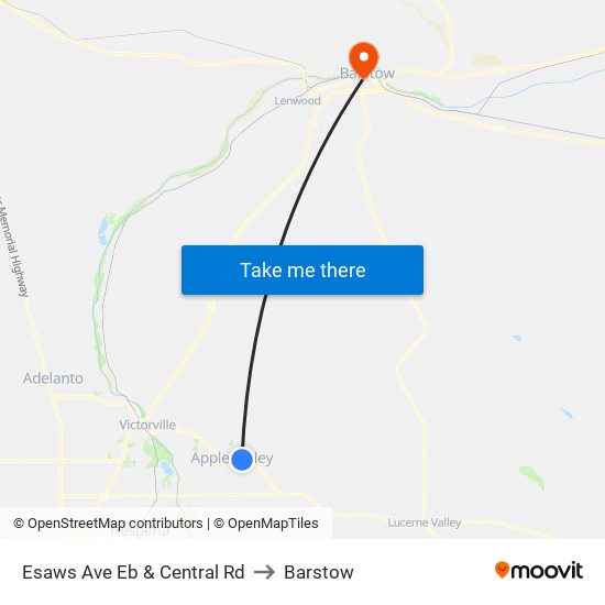 Esaws Ave Eb & Central Rd to Barstow map