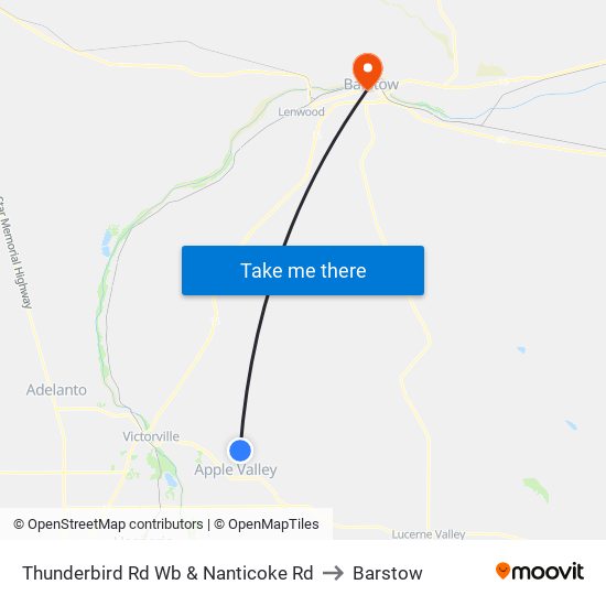 Thunderbird Rd Wb & Nanticoke Rd to Barstow map