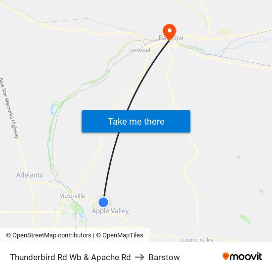 Thunderbird Rd Wb & Apache Rd to Barstow map