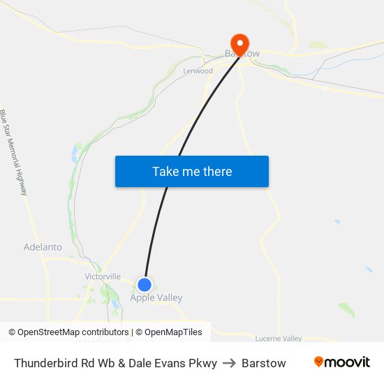 Thunderbird Rd Wb & Dale Evans Pkwy to Barstow map