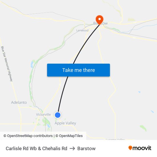 Carlisle Rd Wb & Chehalis Rd to Barstow map