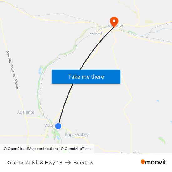 Kasota Rd Nb & Hwy 18 to Barstow map