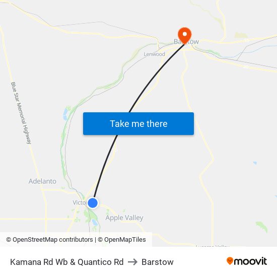 Kamana Rd Wb & Quantico Rd to Barstow map