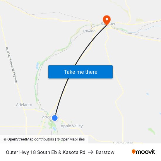 Outer Hwy 18 South Eb & Kasota Rd to Barstow map