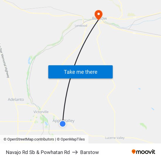 Navajo Rd Sb & Powhatan Rd to Barstow map