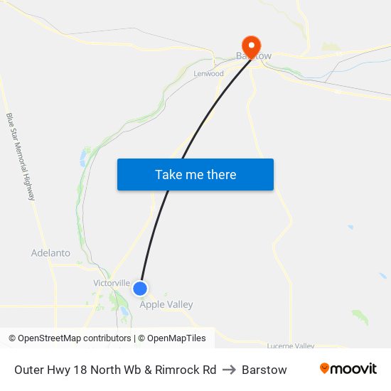 Outer Hwy 18 North Wb & Rimrock Rd to Barstow map