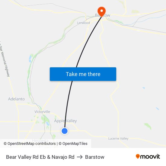 Bear Valley Rd Eb & Navajo Rd to Barstow map