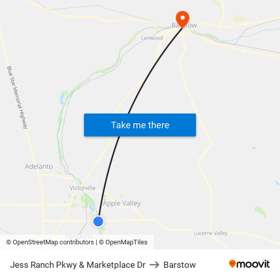 Jess Ranch Pkwy & Marketplace Dr to Barstow map