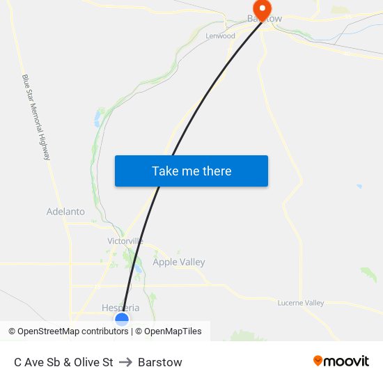 C Ave Sb & Olive St to Barstow map