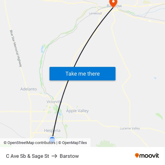 C Ave Sb & Sage St to Barstow map