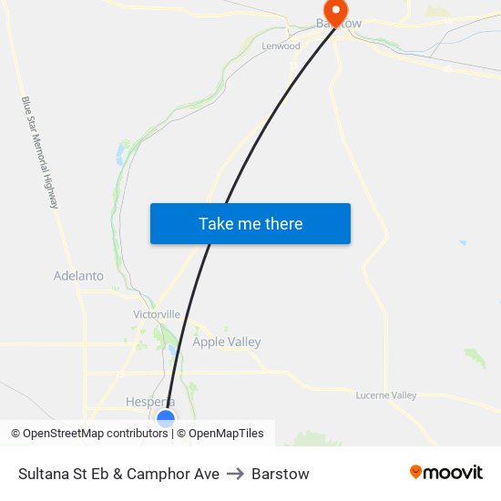 Sultana St Eb & Camphor Ave to Barstow map