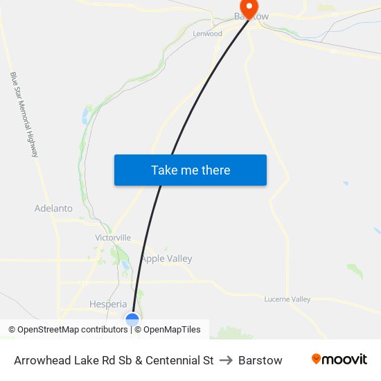 Arrowhead Lake Rd Sb & Centennial St to Barstow map