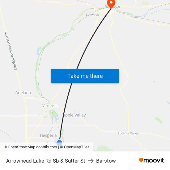 Arrowhead Lake Rd Sb & Sutter St to Barstow map