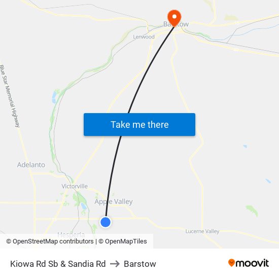Kiowa Rd Sb & Sandia Rd to Barstow map