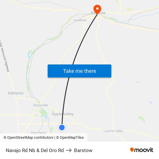 Navajo Rd Nb & Del Oro Rd to Barstow map