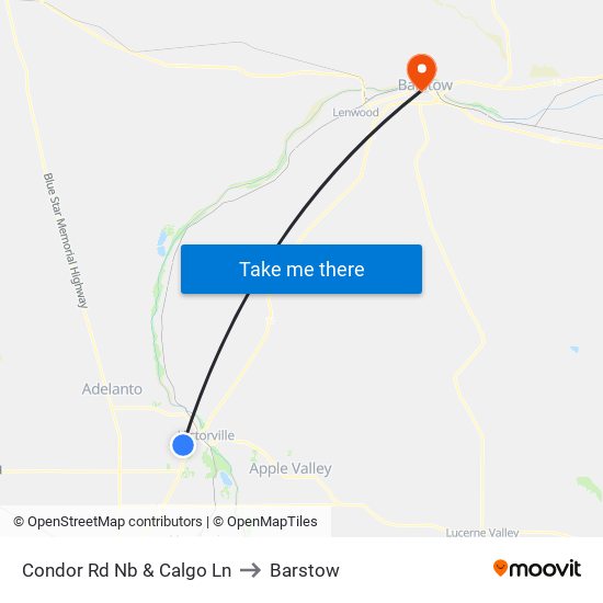 Condor Rd Nb & Calgo Ln to Barstow map