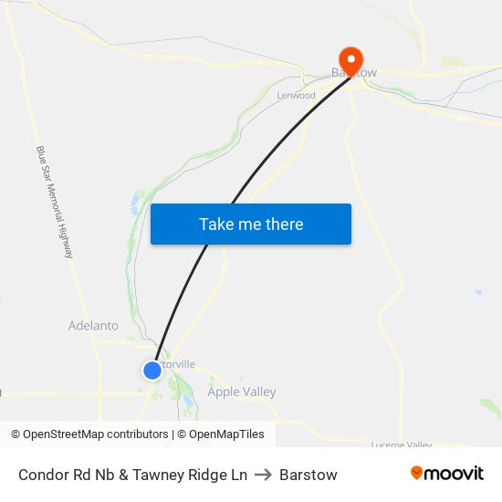 Condor Rd Nb & Tawney Ridge Ln to Barstow map