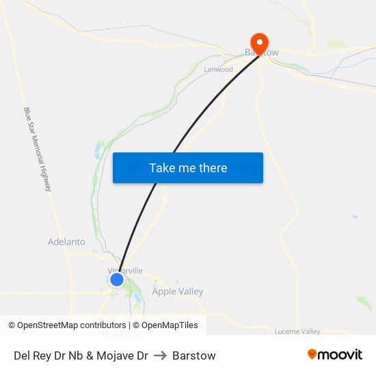 Del Rey Dr Nb & Mojave Dr to Barstow map