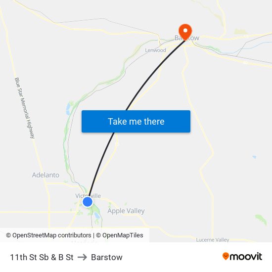 11th St Sb & B St to Barstow map