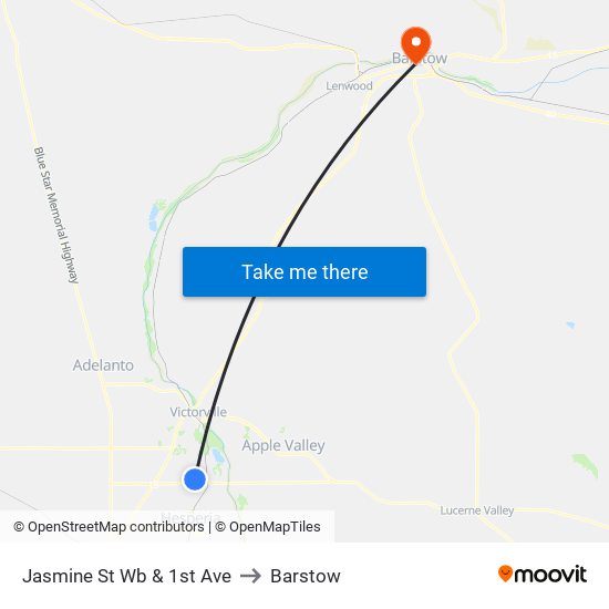 Jasmine St Wb & 1st Ave to Barstow map