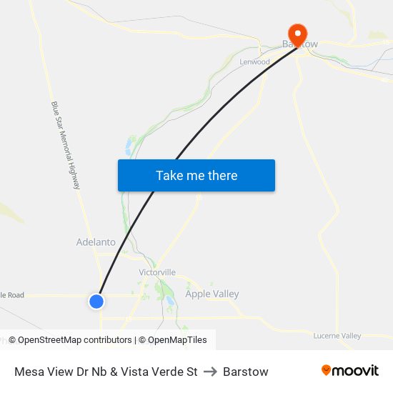 Mesa View Dr Nb & Vista Verde St to Barstow map