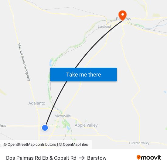 Dos Palmas Rd Eb & Cobalt Rd to Barstow map