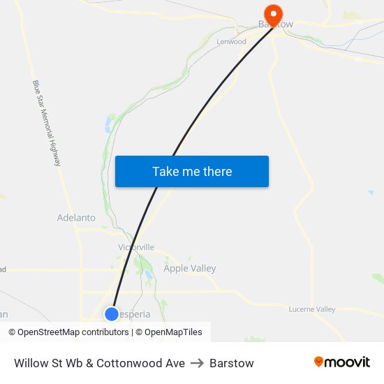 Willow St Wb & Cottonwood Ave to Barstow map