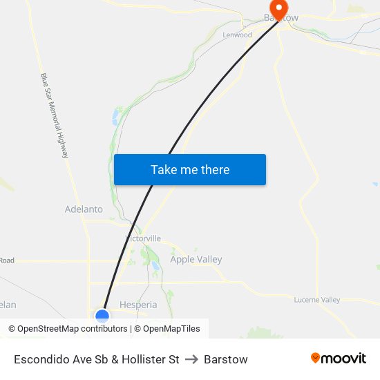 Escondido Ave Sb & Hollister St to Barstow map